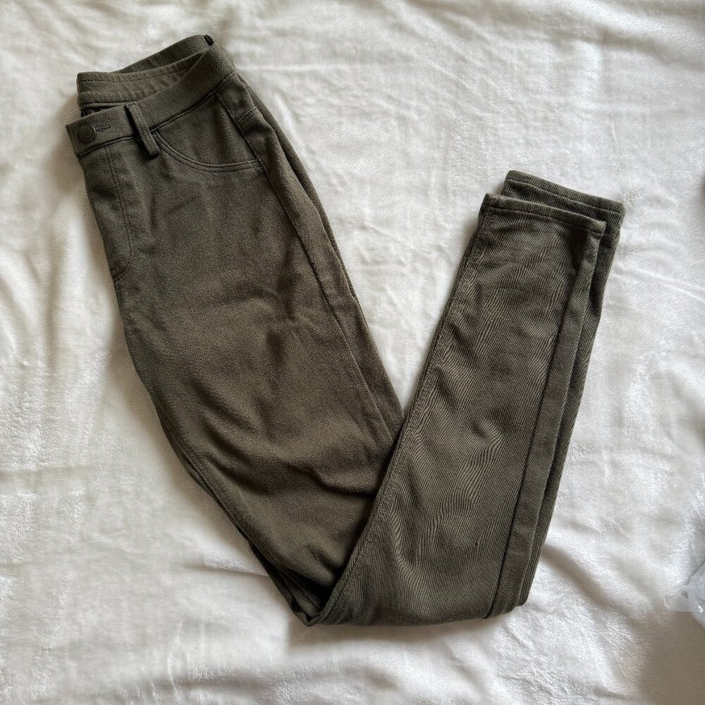 Uniqlo Olive (army dark green) jean leggings Sz S Skinny Forest Earth Core